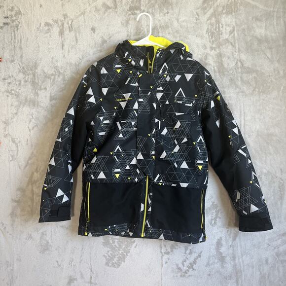 Obermeyer Jacket Teen LARGE (14-16) Black Snow Ski Grow Hooded Quilted Insulated - Picture 1 of 9